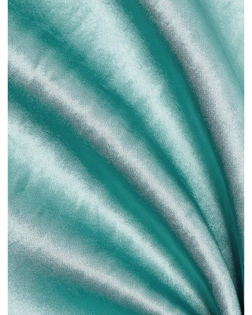 Vince Blue Solid Satin Midi Skirt