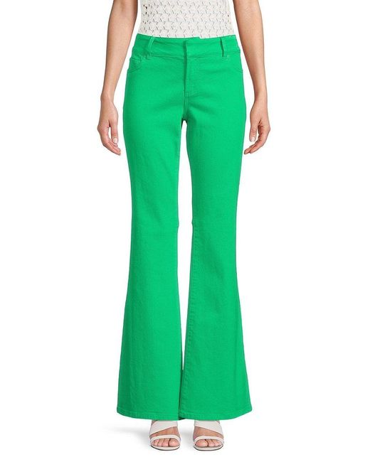 Alice + Olivia Alice + Olivia Stacey Low Rise Bell Flare Jeans in Green