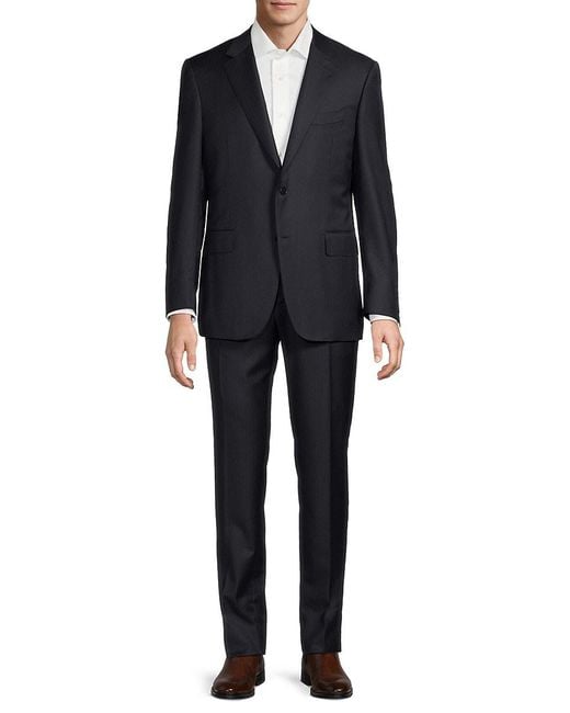 Canali Black Striped Two-Button Classic-Fit Suit for men