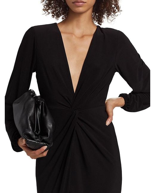 Ramy Brook Black Sutton Twist-Front Jersey Midi-Dress