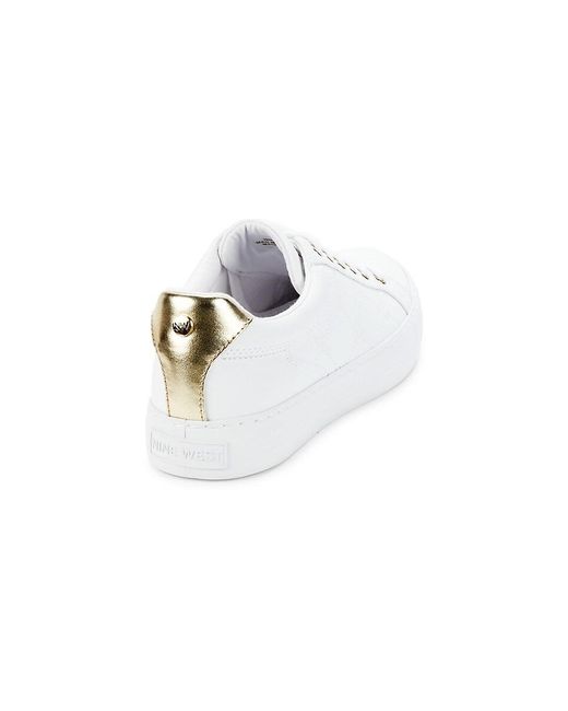 Nine West White Givens Quilted Platform Sneakers
