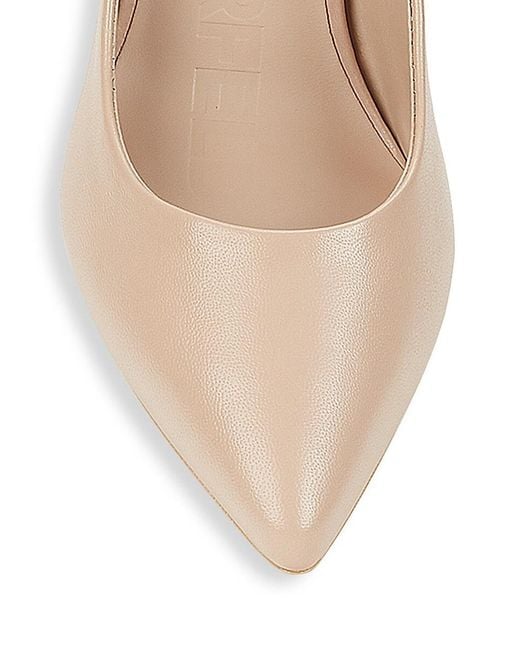 Karl Lagerfeld Natural 76Mm Glora Point Toe Leather Pumps