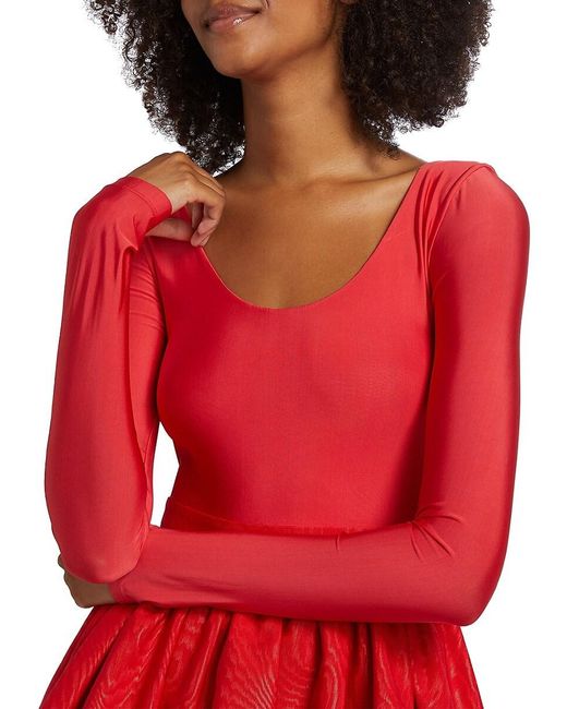 Alice + Olivia Red Chara Bubble-Hem Minidress