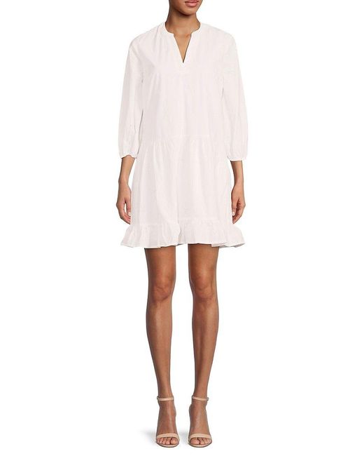 Karl Lagerfeld Eiffel Tower Splitneck Dress in White | Lyst