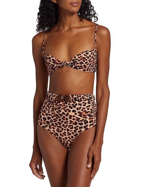 Johanna Ortiz Brown Mirame Leopard Print Knot Bikini Top
