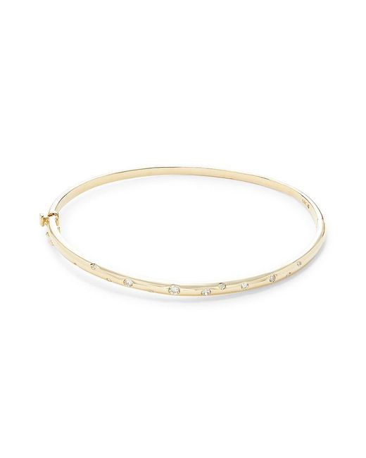 Saks Fifth Avenue White 14k Yellow Gold & 0.25 Tcw Diamond Bangle Bracelet