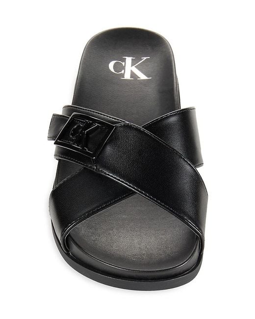 Calvin Klein Black Eandria Logo Crisscross Sandals