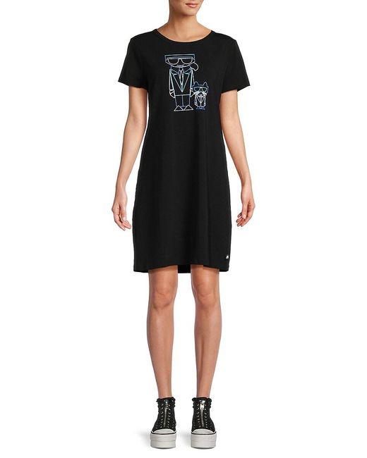 Karl Lagerfeld Black Outline Karl Graphic T Shirt Dress