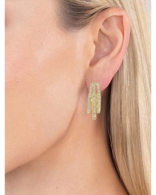 Eye Candy LA Metallic Golden Olivia Goldtone & Cubic Zirconia Half Hoop Earrings