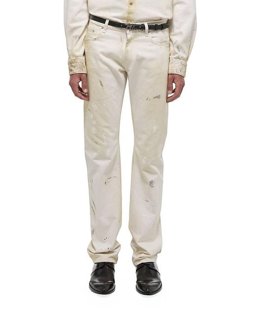 Helmut Lang Natural Painted Straight-Leg Jeans for men