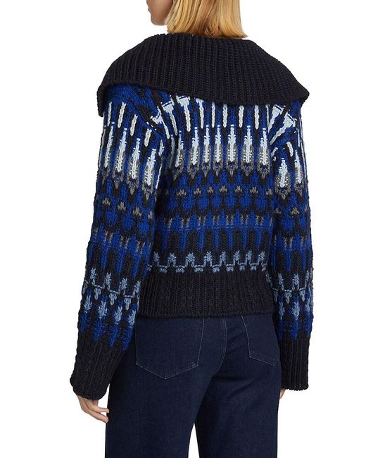 Ramy Brook Blue Augustus Knit V-Neck Sweater