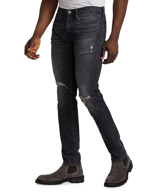 FRAME Gray Skinny Fit Distressed Jeans for men