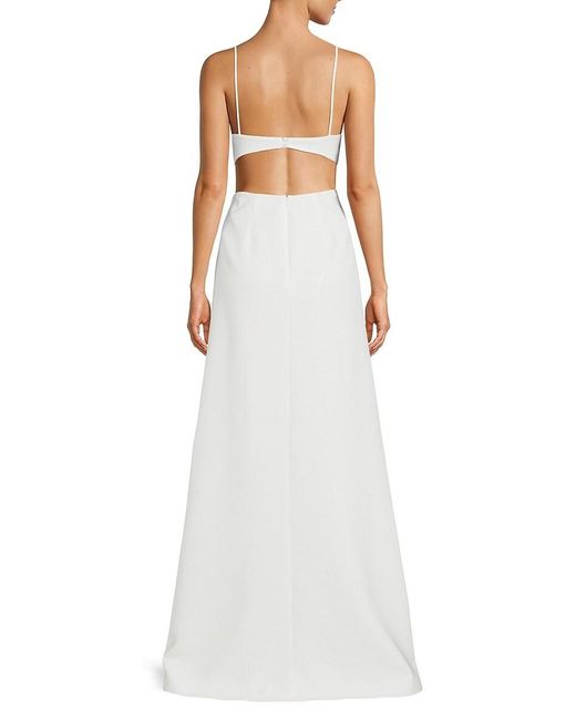 Halston Heritage White Asher High Low Cutout Gown