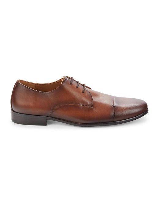 Saks Fifth Avenue Brown Leonardo Leather Derby Shoes for men