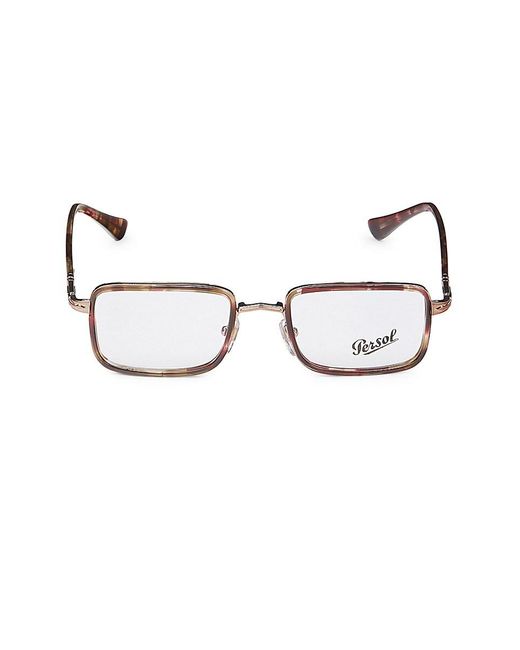 Persol 49mm Rectangle Optical Glasses in Metallic Lyst
