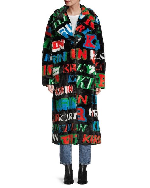Kirin Multicolor Monogram Faux-fur Coat