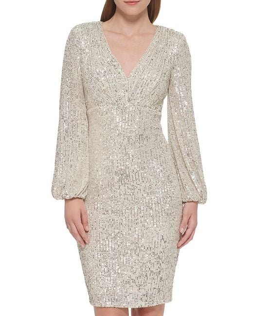 Eliza J Gray Balloon Sleeve Sequin Sheath Dress