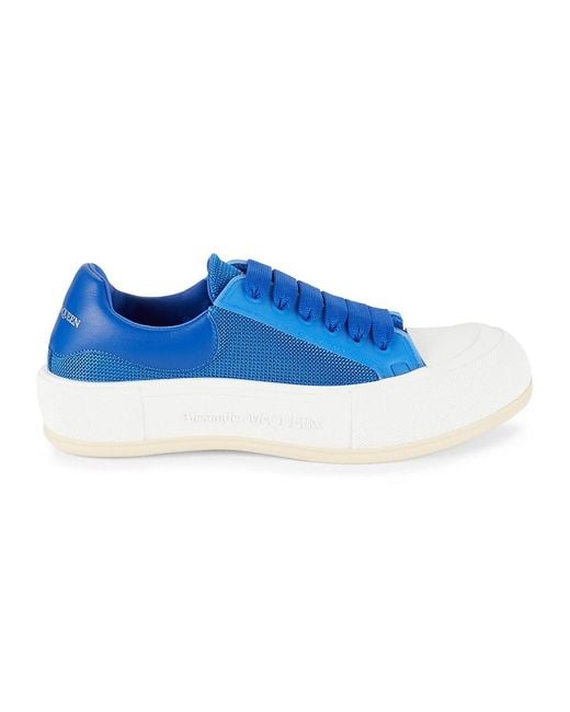 Alexander McQueen Blue Leather Low Top Sneakers for men