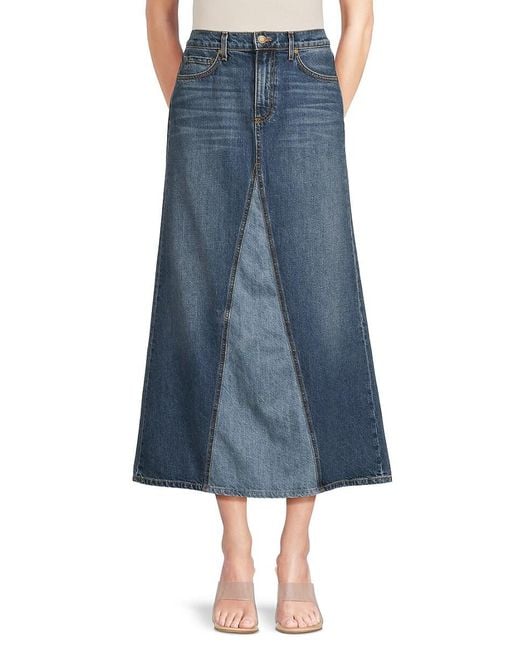Ramy Brook Blue Jannie Paneled A-line Denim Midi-skirt