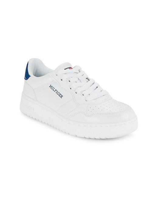 Tommy Hilfiger White Faux Leather Low Top Sneakers