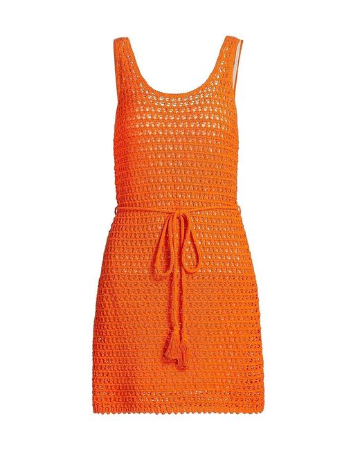 Alice + Olivia Orange Tomoko Tie-Waist Minidress