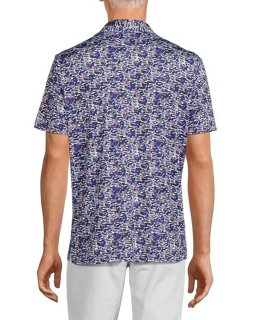 Tailorbyrd Blue Perf Abstract Print Polo for men