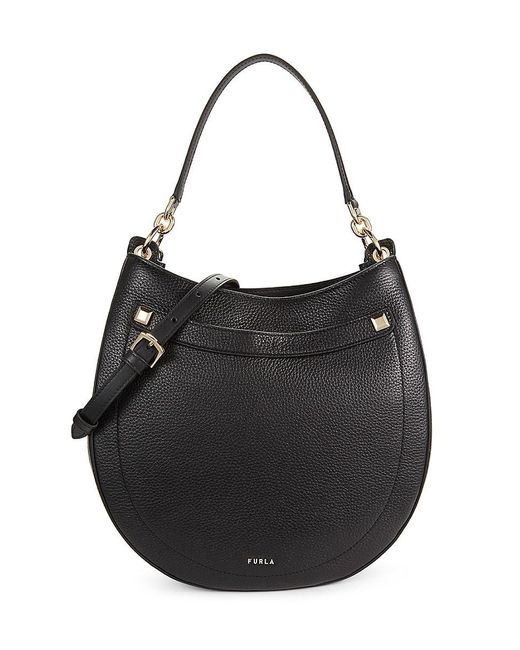Furla Pebelled Leather Hobo Bag in Nero (Black) Lyst Australia