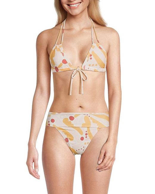 Montce Multicolor Palmas Print Tie Bikini Top