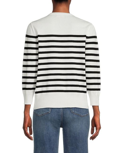 Karl Lagerfeld White Striped Embellished Sweatshirt