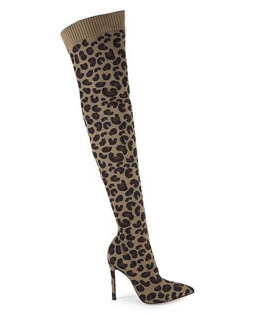 Gianvito Rossi Black 100mm Leopard-print Textile Over-the-knee Boots