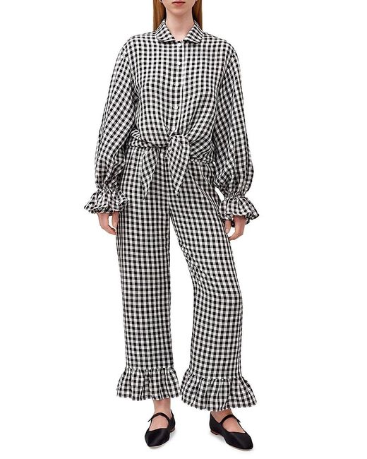 Sleeper Gray '2-Piece Rumba Linen Gingham Pajama Set