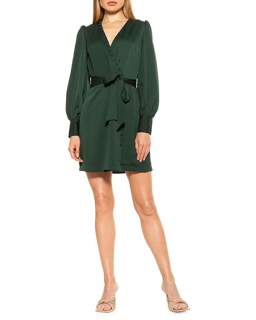 Alexia Admor Synthetic Arya Button-front Wrap Dress in Emerald (Green) - Lyst