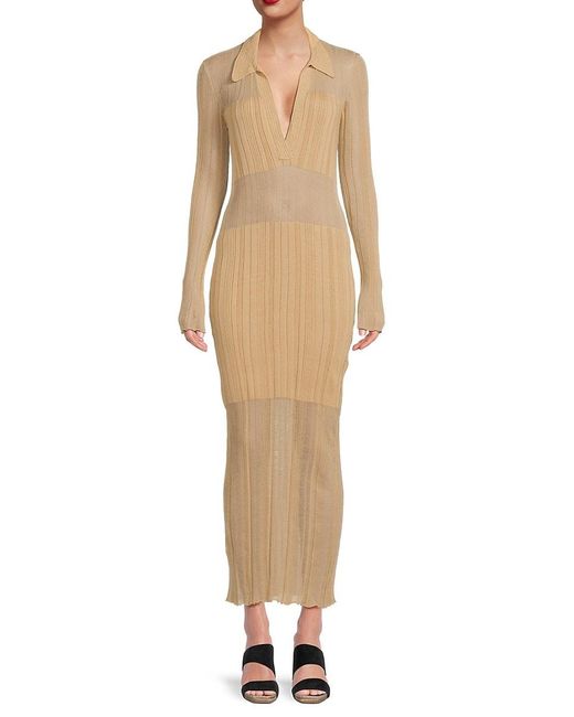 BCBGMAXAZRIA Ribbed Bodycon Maxi Sweater Dress in Natural Lyst Canada