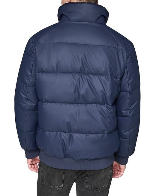 Karl Lagerfeld Blue Faux Shearling Lined Regular Fit Puffer Jacket for men
