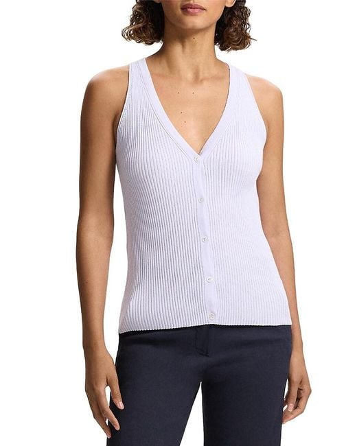 Theory White Rib-knit Vest
