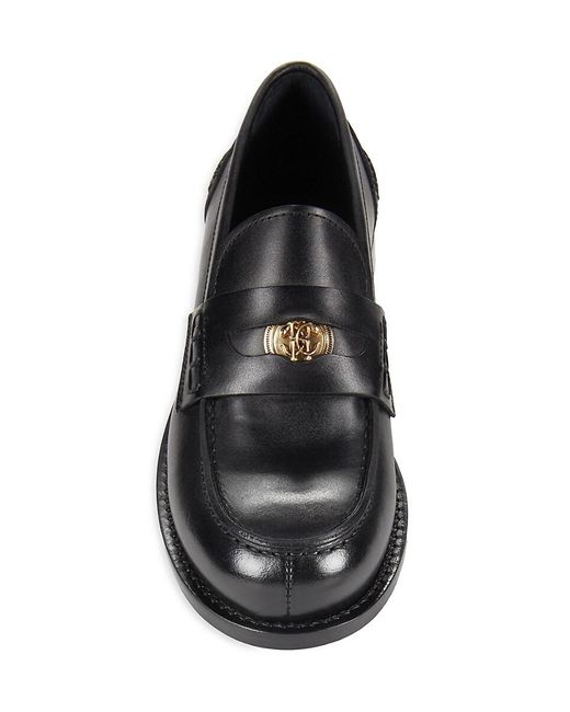 Roberto Cavalli Black Leather Penny Loafers