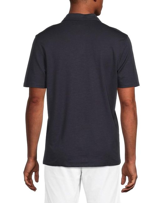 Kenneth Cole Blue Slub-Knit Stretch Polo Shirt for men