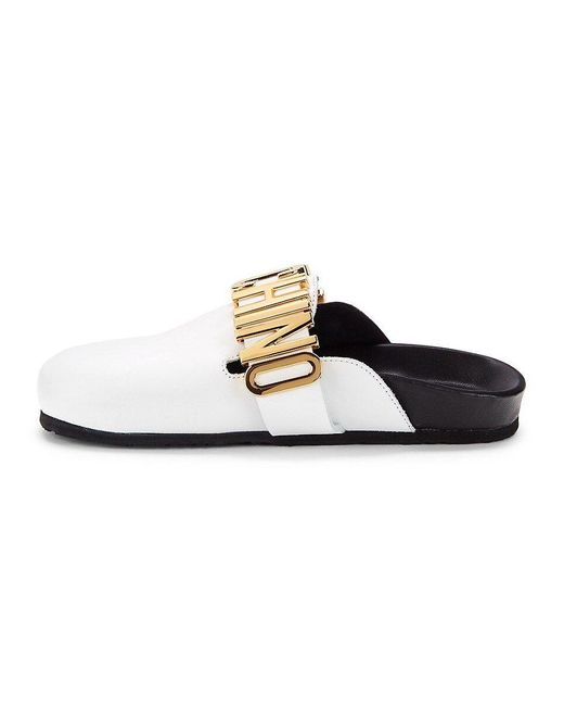 Moschino Couture ! Logo Leather Mules in White | Lyst