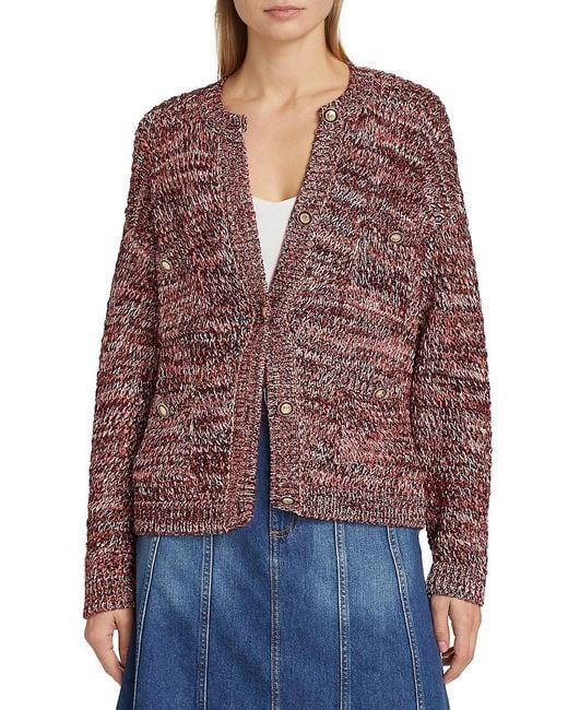 Ba&sh Red Bran Marled Metallic Cardigan