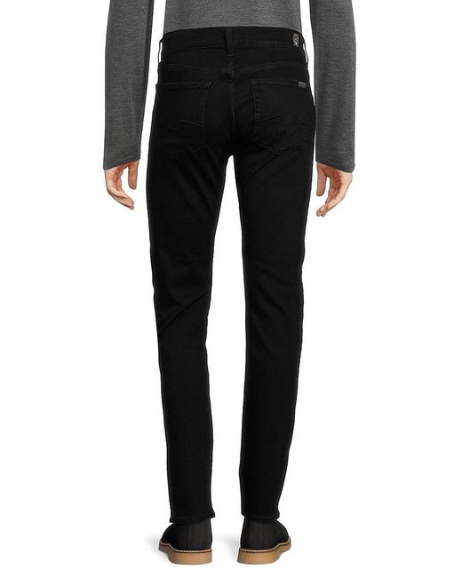 7 For All Mankind Black Slimmy Squiggle High Rise Jeans for men