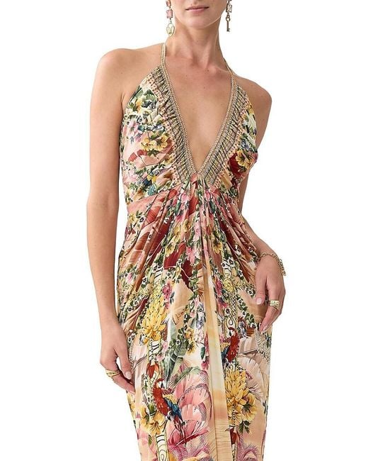 Camilla Metallic X White Lotus Gathered Jersey Midi-dress