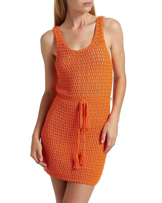 Alice + Olivia Orange Tomoko Tie-Waist Minidress