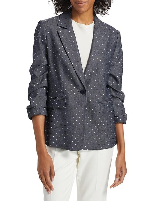 Tahari Gray Tristan Polka Dot Single-Button Blazer