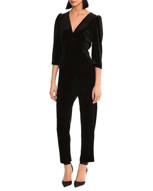 Donna Morgan Velvet Puff Sleeve Jumpsuit in Black Lyst UK