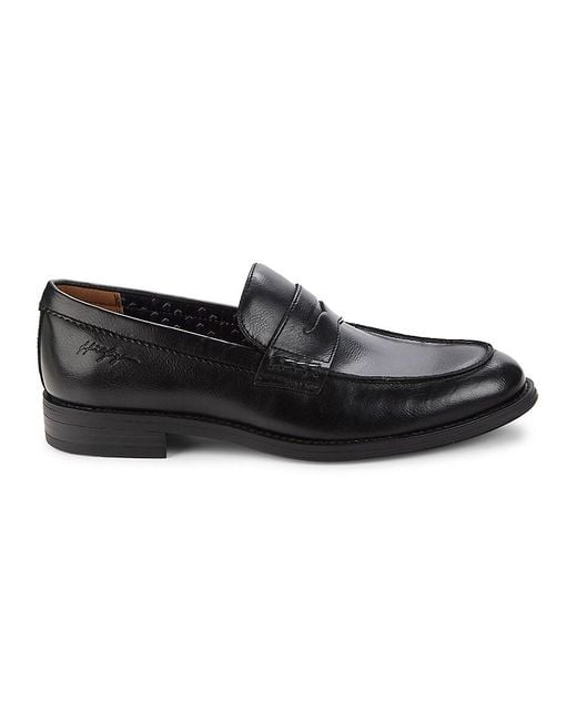 Tommy Hilfiger Black Japeth Faux Leather Penny Loafers for men