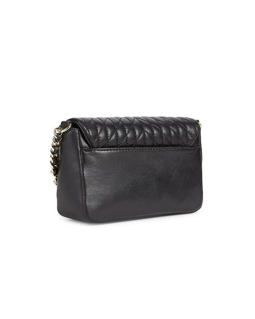 Karl Lagerfeld Black Mini Agyness Quilted Leather Crossbody Bag