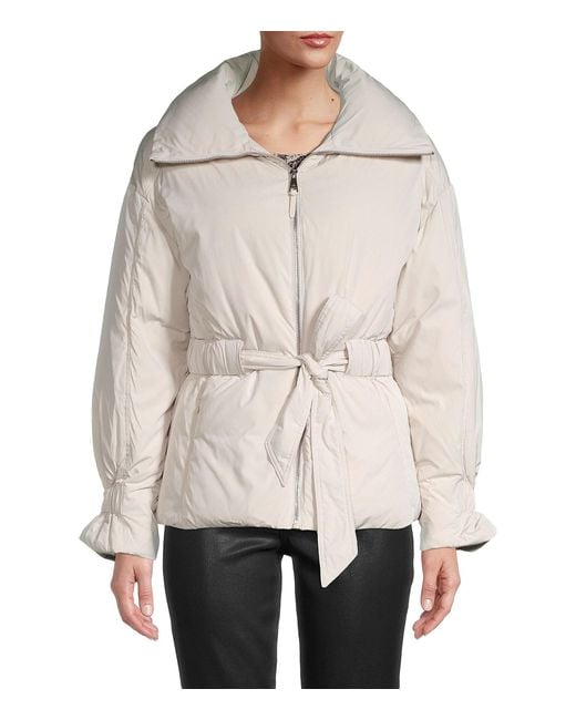Ted Baker Synthetic Alexiii Belted Puffer Jacket in White Lyst