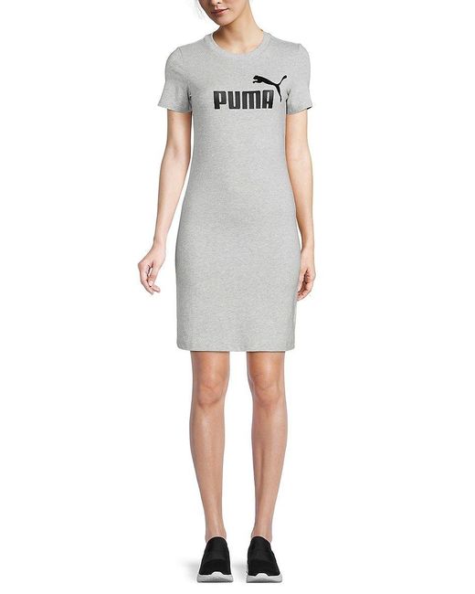 PUMA Logo T-shirt Dress in White | Lyst