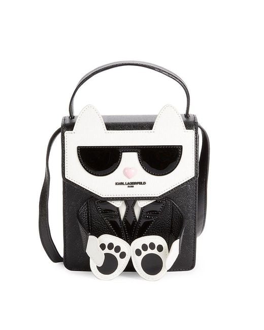 Karl Lagerfeld Choupette Leather Top Handle Bag in White | Lyst