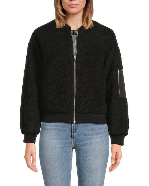 Joe's ★ Faux Shearling Bomber Jacket Joe's Jeans Faux Shearling Short Length Zip Jacket in Black
